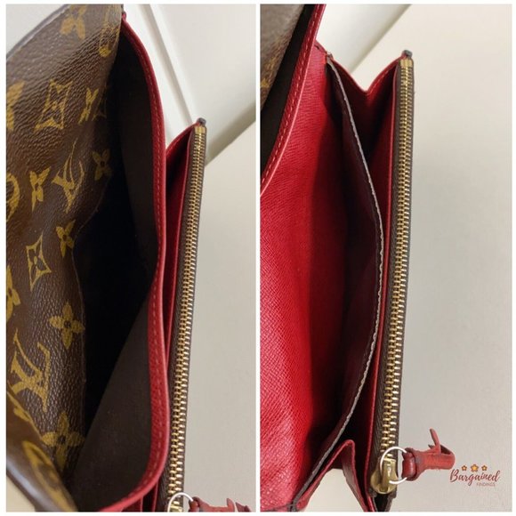 Authentic Louis Vuitton Monogram Canvas Leather Red Emilie Long Wallet CA2140 - Picture 9 of 12